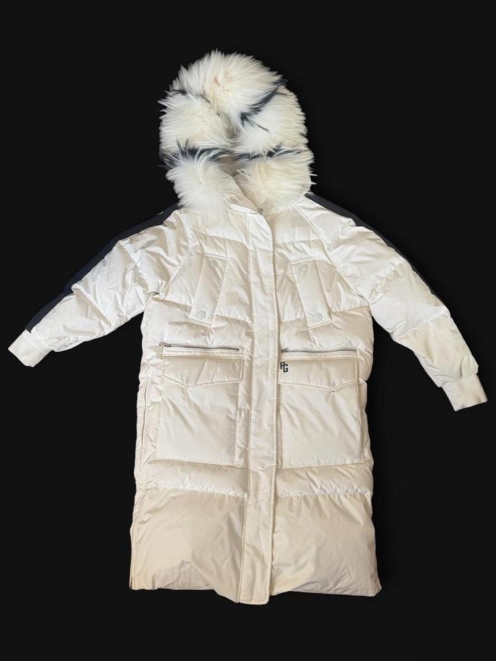 Pearly Gates Cream Puffer Coat with Fur Trim Hood